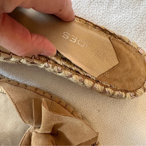 J/SLIDES Sandals Suede Espadrille Slide Tan Bow Size 8 - Picture 13 of 16
